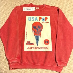 Chicka-d crew neck ribbed graphic sweatshirt 🎵 🤘🏼